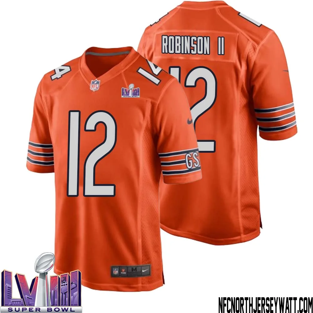 Allen Robinson II No 12 Chicago Bears Super Bowl LVIII Alternate Game Jersey Orange for Men