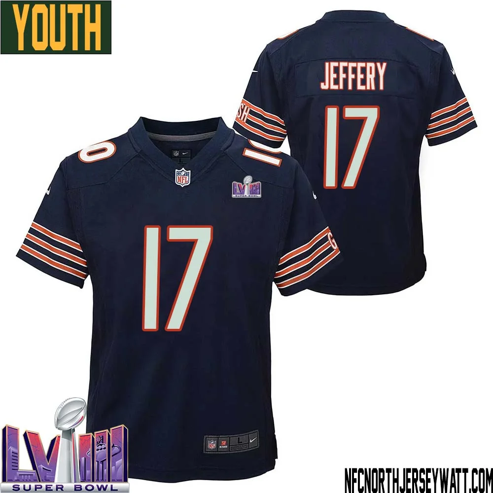 Alshon Jeffery No 17 Chicago Bears Super Bowl LVIII Home Game Jersey Navy for Youth