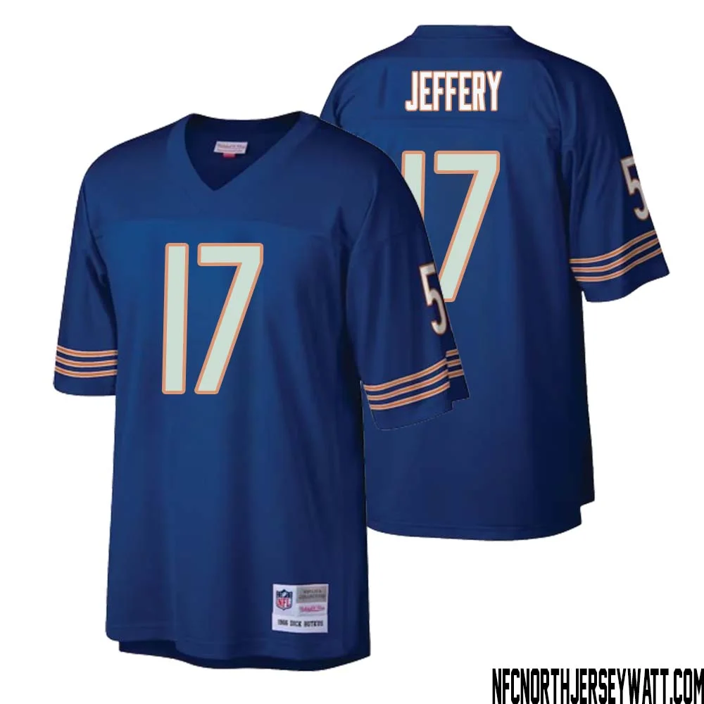 Alshon Jeffery No 17 Men Mitchell Ness Navy Chicago Bears Retired Player Legacy Replica Jersey 1