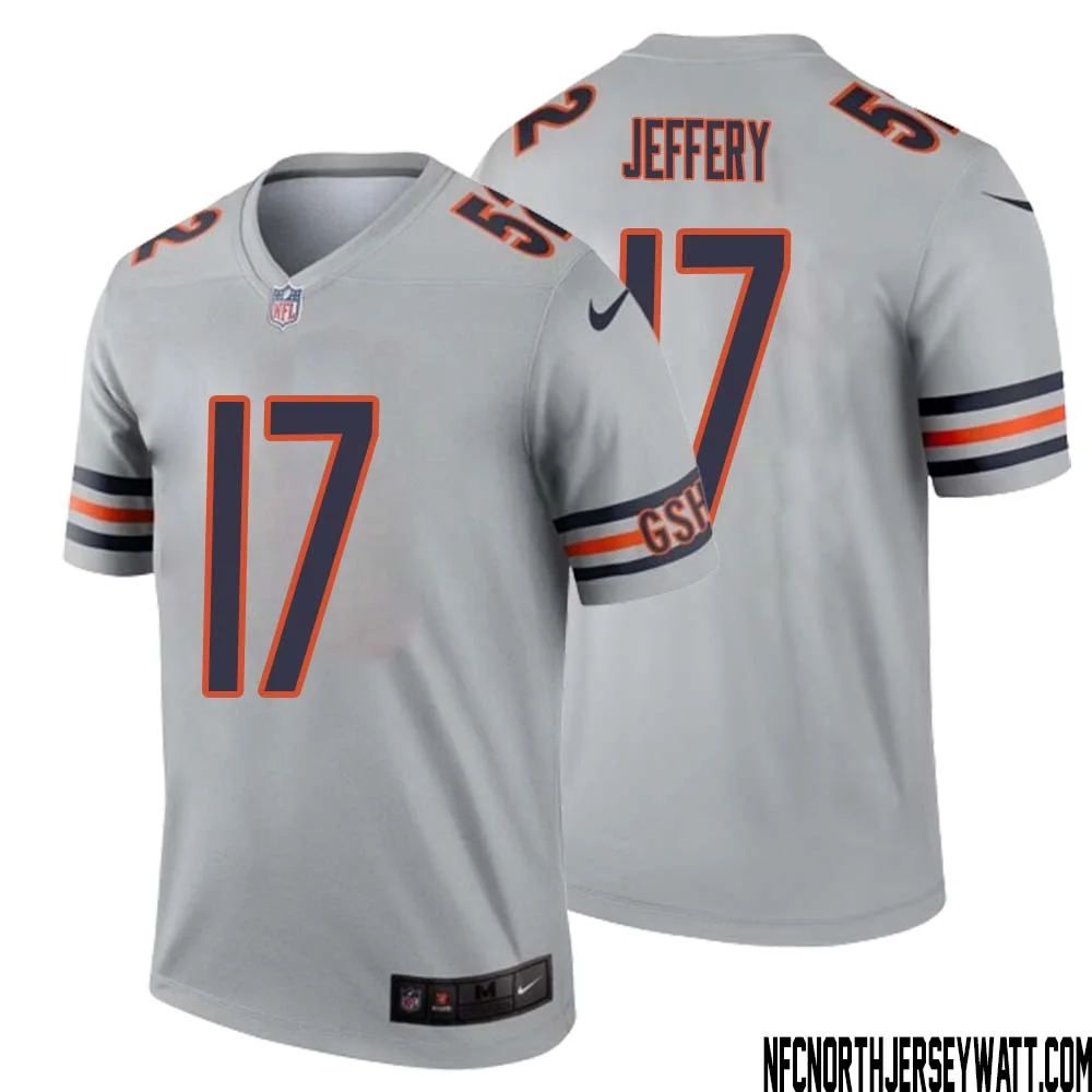 Alshon Jeffery No 17 Men Silver Chicago Bears Inverted Legend Jersey