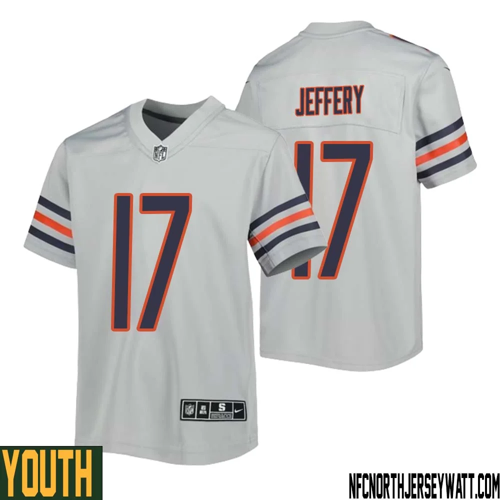 Alshon Jeffery No 17 Youth Silver Chicago Bears Inverted Legend Jersey