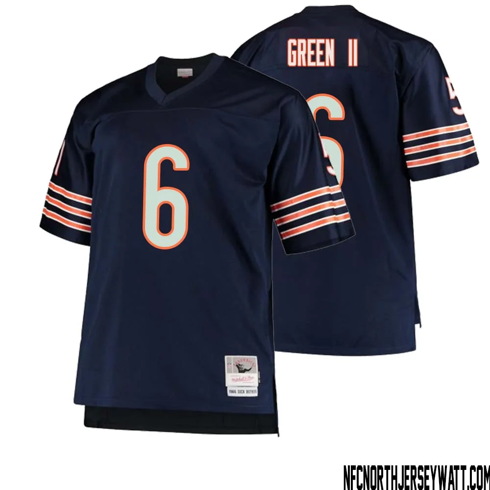 B.J. Green II No 6 Men Mitchell Ness Navy Chicago Bears Big Tall 1966 Retired Player Replica Jersey