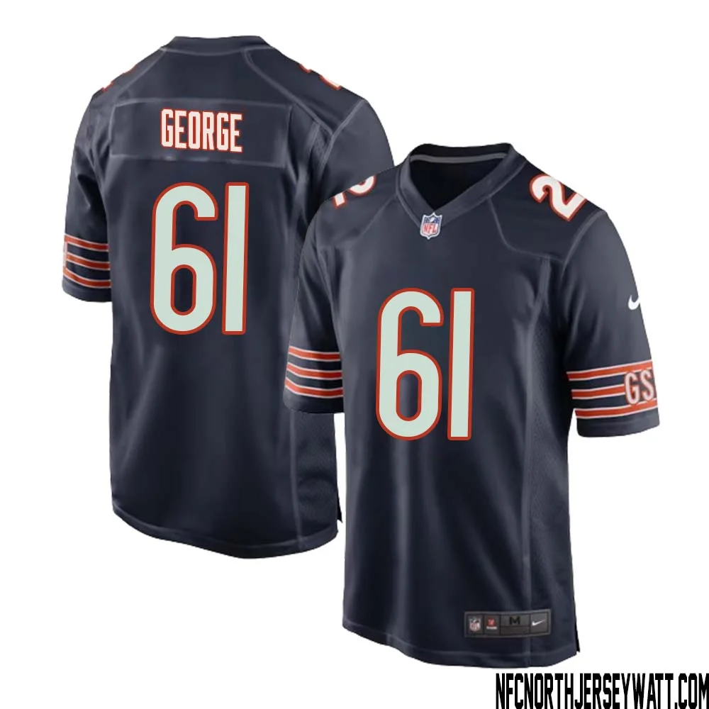 Bill George No 61 Chicago Bears Home Game Navy Jersey for Men