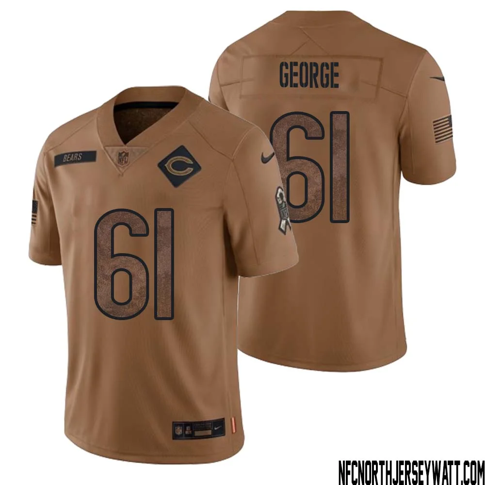 Bill George No 61 Men Brown Chicago Bears 2023 Salute To Service Retired Player Limited Jersey 1