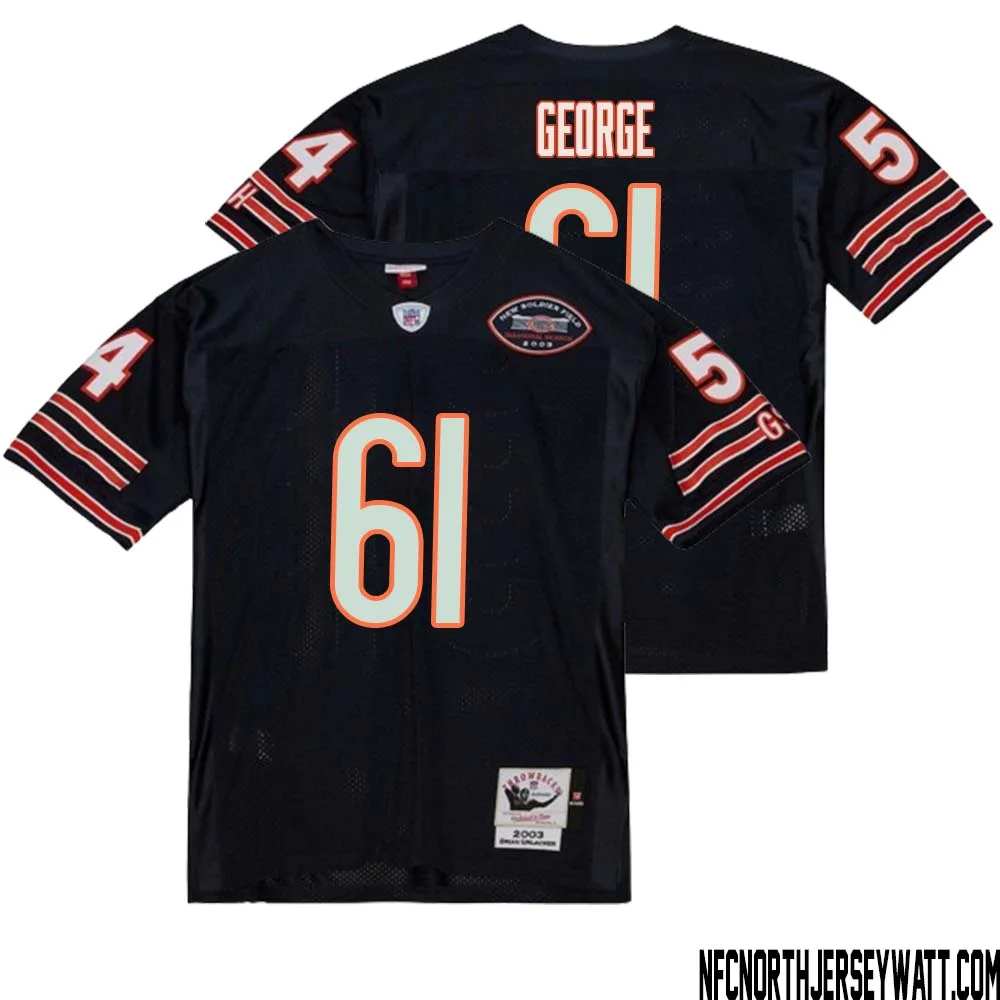 Bill George No 61 Men Mitchell Ness Navy Chicago Bears 2004 Authentic Throwback Retired Player Jersey 1 1