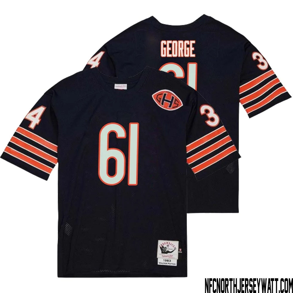 Bill George No 61 Men Mitchell Ness Navy Chicago Bears 2004 Authentic Throwback Retired Player Jersey 2
