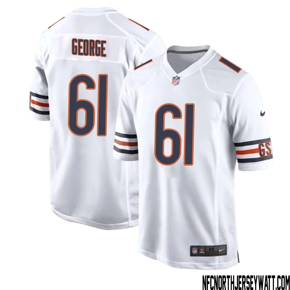 Bill George No 61 Men White Chicago Bears Away Game Jersey 1