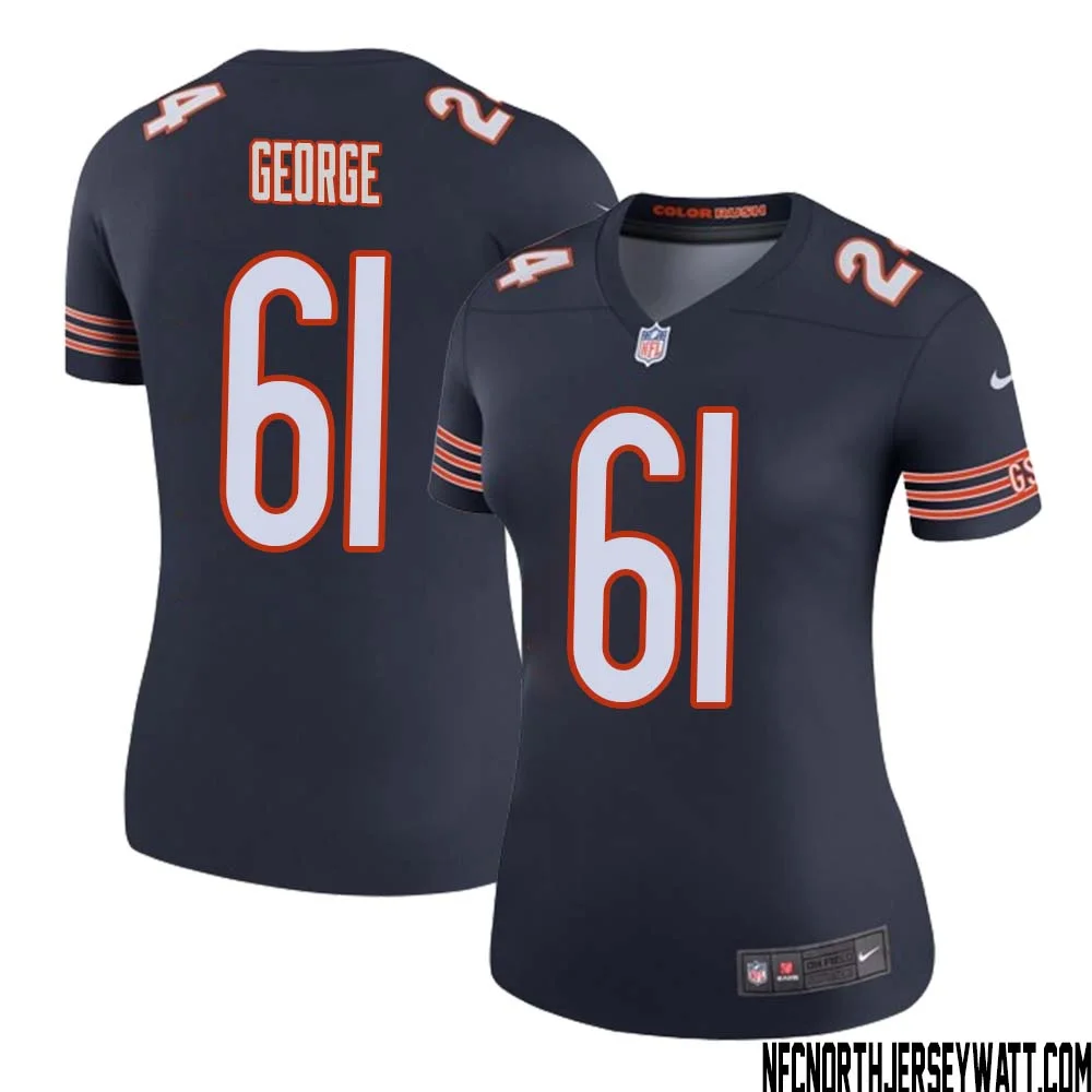 Bill George No 61 Women Navy Chicago Bears Color Rush Legend Jersey