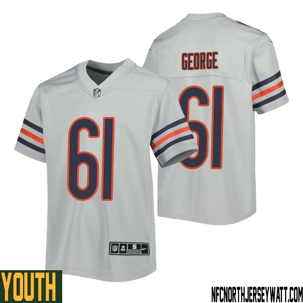Bill George No 61 Youth Silver Chicago Bears Inverted Legend Jersey