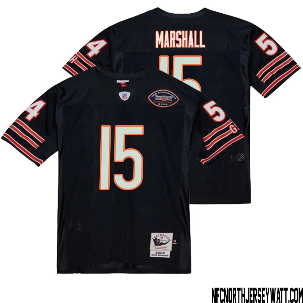 Brandon Marshall No 15 Men Mitchell Ness Navy Chicago Bears 2004 Authentic Throwback Retired Player Jersey 1 1