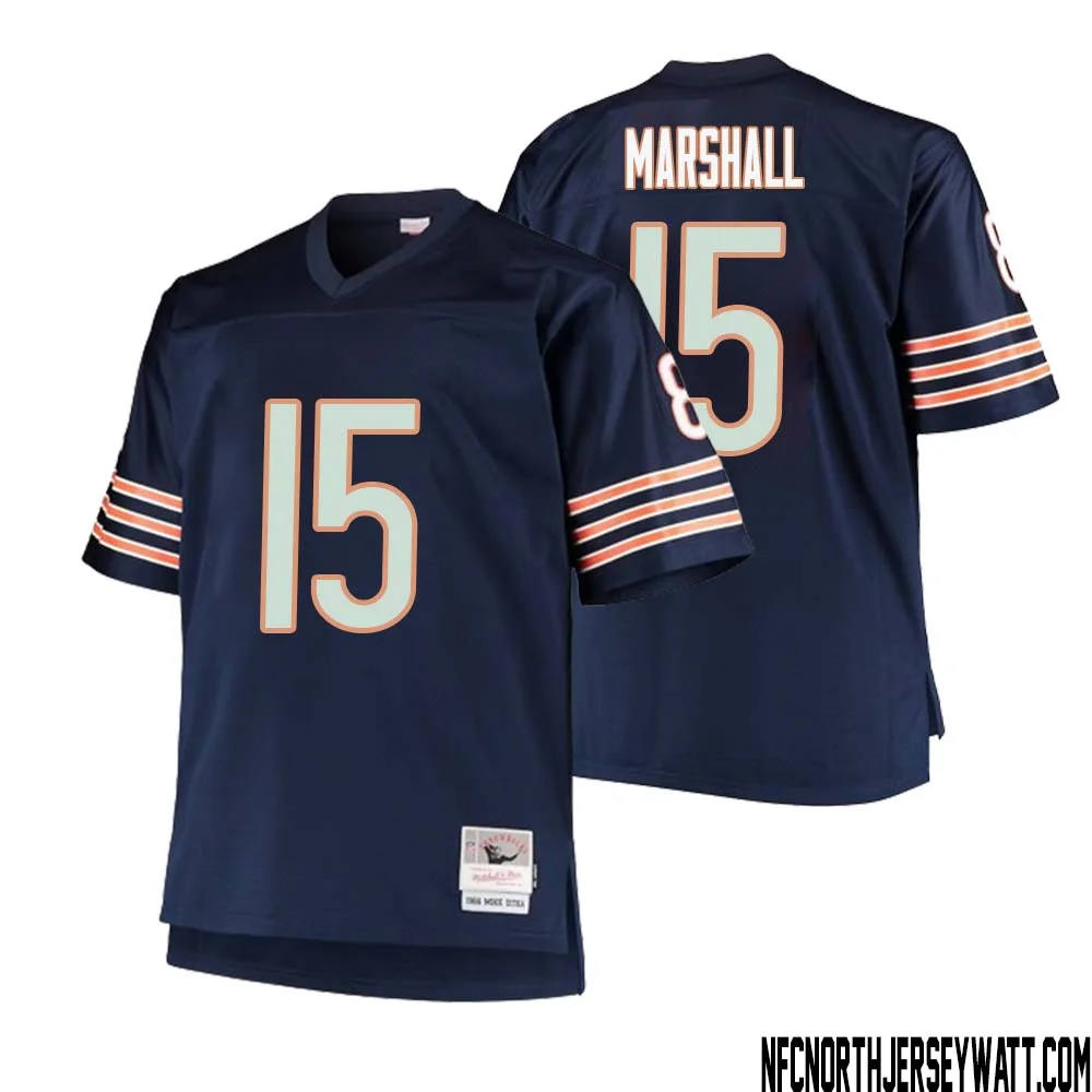 Brandon Marshall No 15 Men Mitchell Ness Navy Chicago Bears Big Tall 1985 Retired Player Replica Jersey