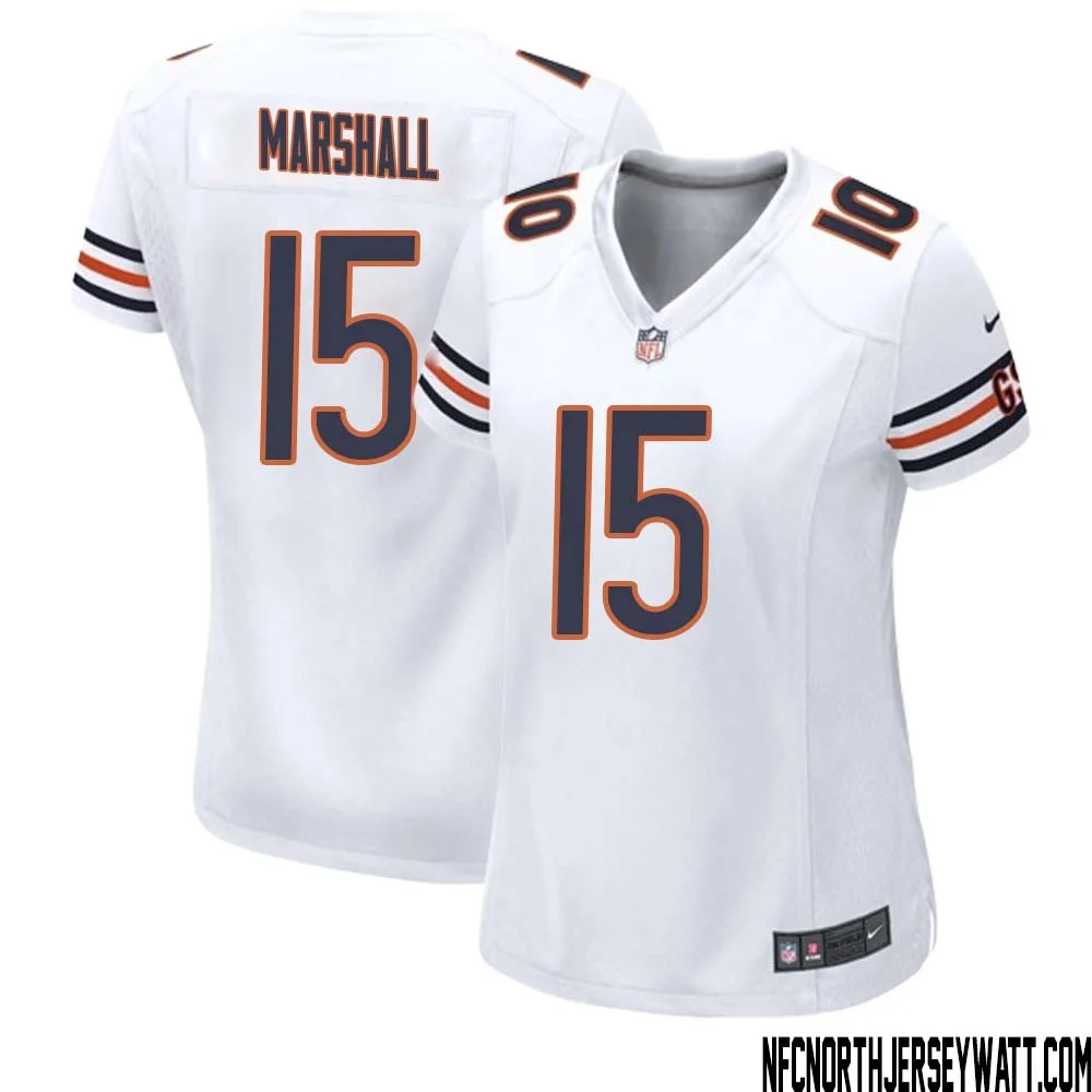 Brandon Marshall No 15 Women White Chicago Bears Away Game Jersey