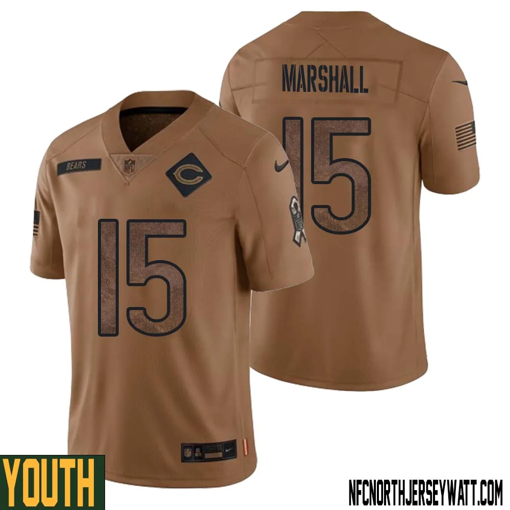 Brandon Marshall No 15 Youth Brown Chicago Bears 2023 Salute To Service Retired Player Limited Jersey