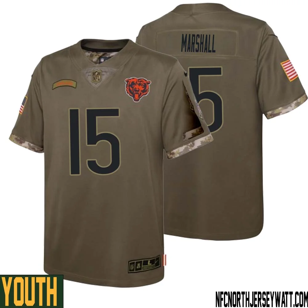Brandon Marshall No 15 Youth Olive Chicago Bears 2022 Salute To Service Retired Player Limited Jersey 1