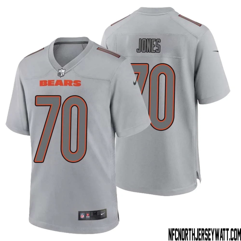 Braxton Jones No 70 Men Gray Chicago Bears Atmosphere Fashion Game Jersey