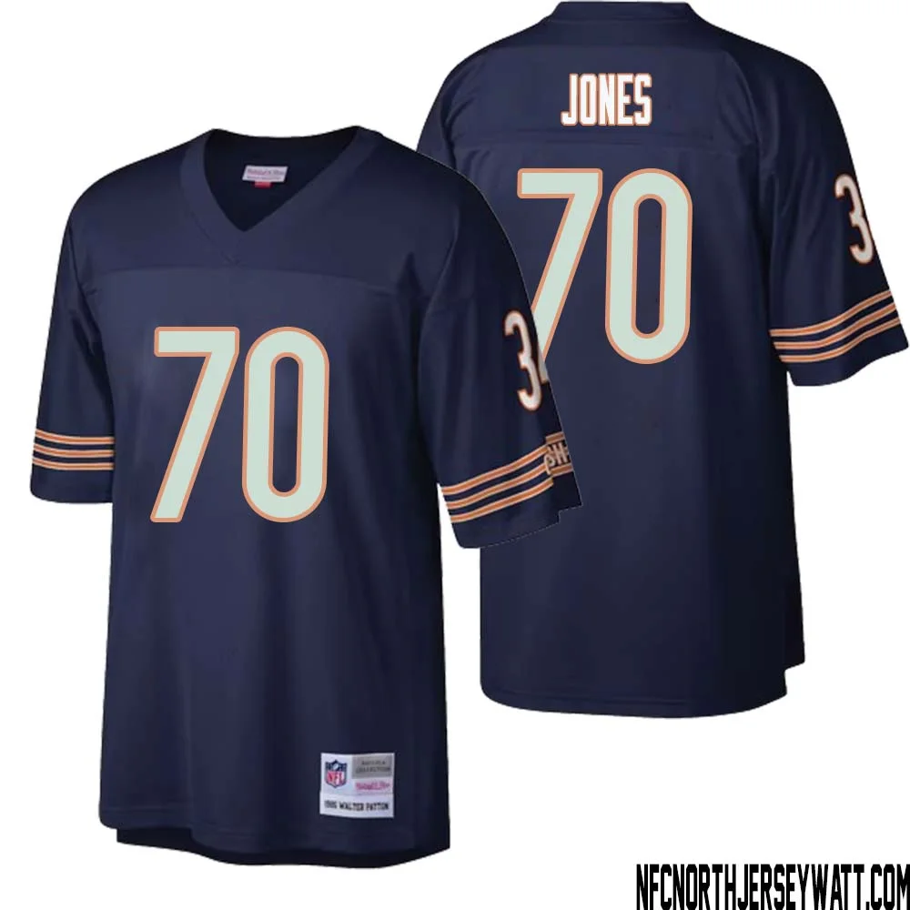 Braxton Jones No 70 Men Mitchell Ness Navy Chicago Bears Big Tall 1985 Retired Player Replica Jersey 1