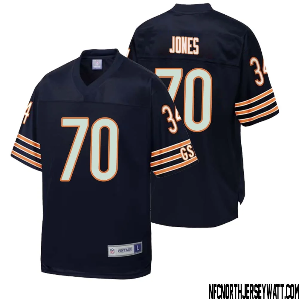 Braxton Jones No 70 Men NFL Pro Line Navy Chicago Bears Retired Player Replica Jersey 1