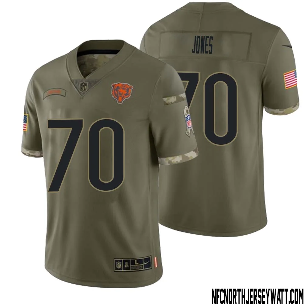 Braxton Jones No 70 Men Olive Chicago Bears 2022 Salute To Service Retired Player Limited Jersey 1