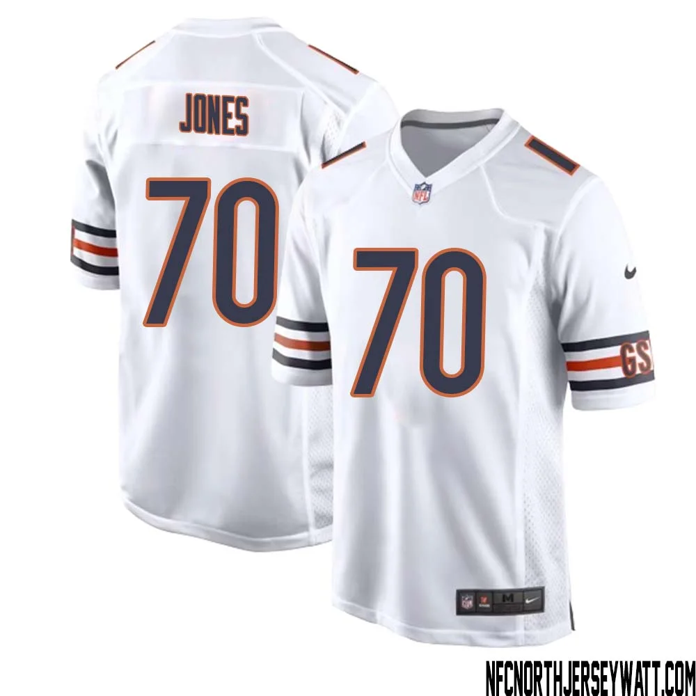 Braxton Jones No 70 Men White Chicago Bears Away Game Jersey