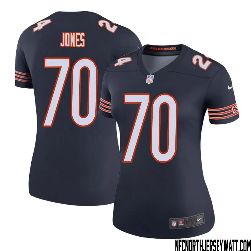 Braxton Jones No 70 Women Navy Chicago Bears Color Rush Legend Jersey