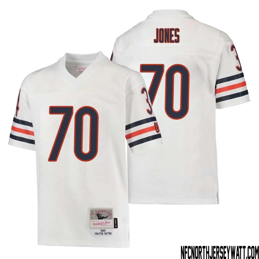 Braxton Jones No 70 Youth Mitchell Ness White Chicago Bears 1985 Retired Player Legacy Jersey 1