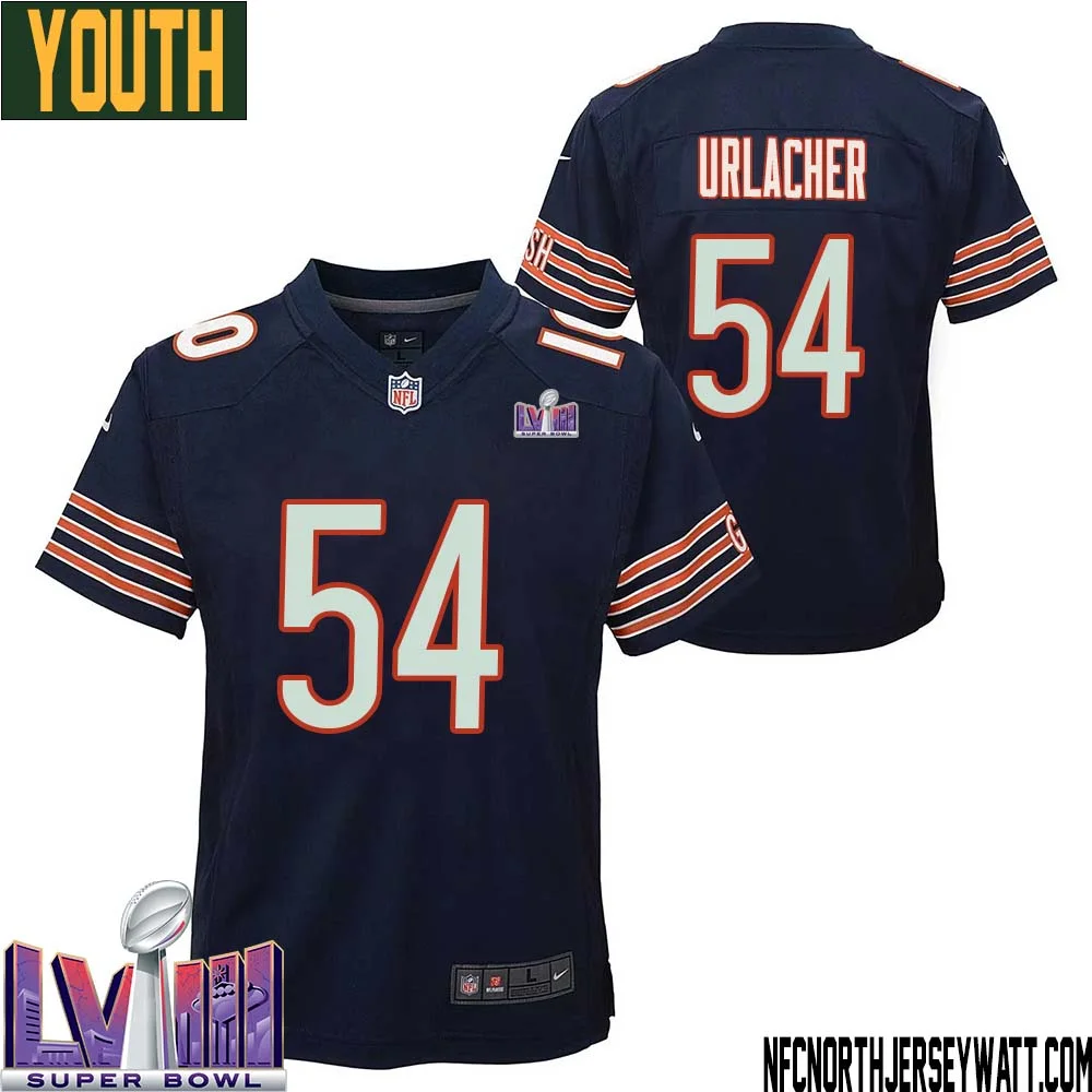 Brian Urlacher No 54 Chicago Bears Super Bowl LVIII Home Game Jersey Navy for Youth