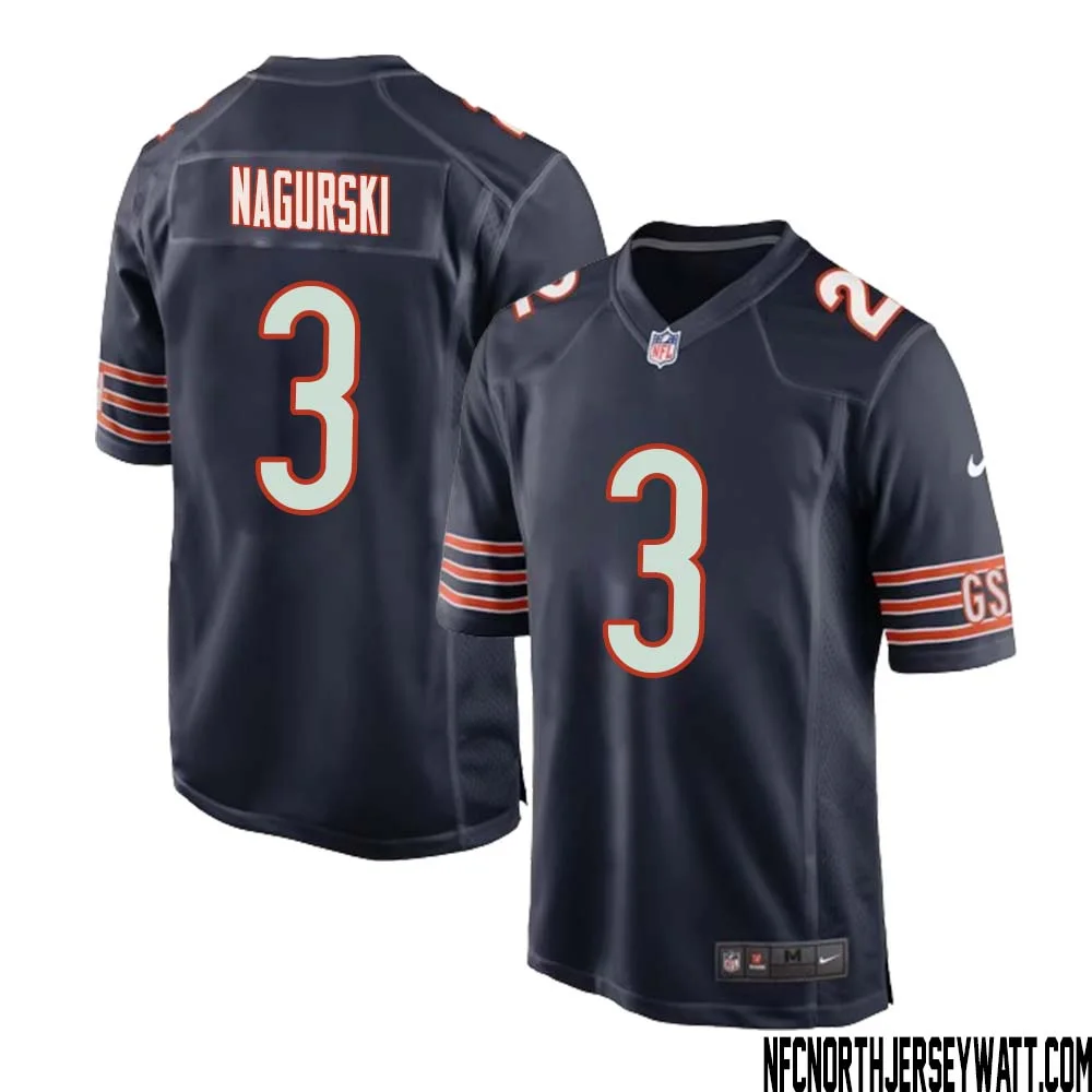 Bronko Nagurski No 3 Chicago Bears Home Game Navy Jersey for Men
