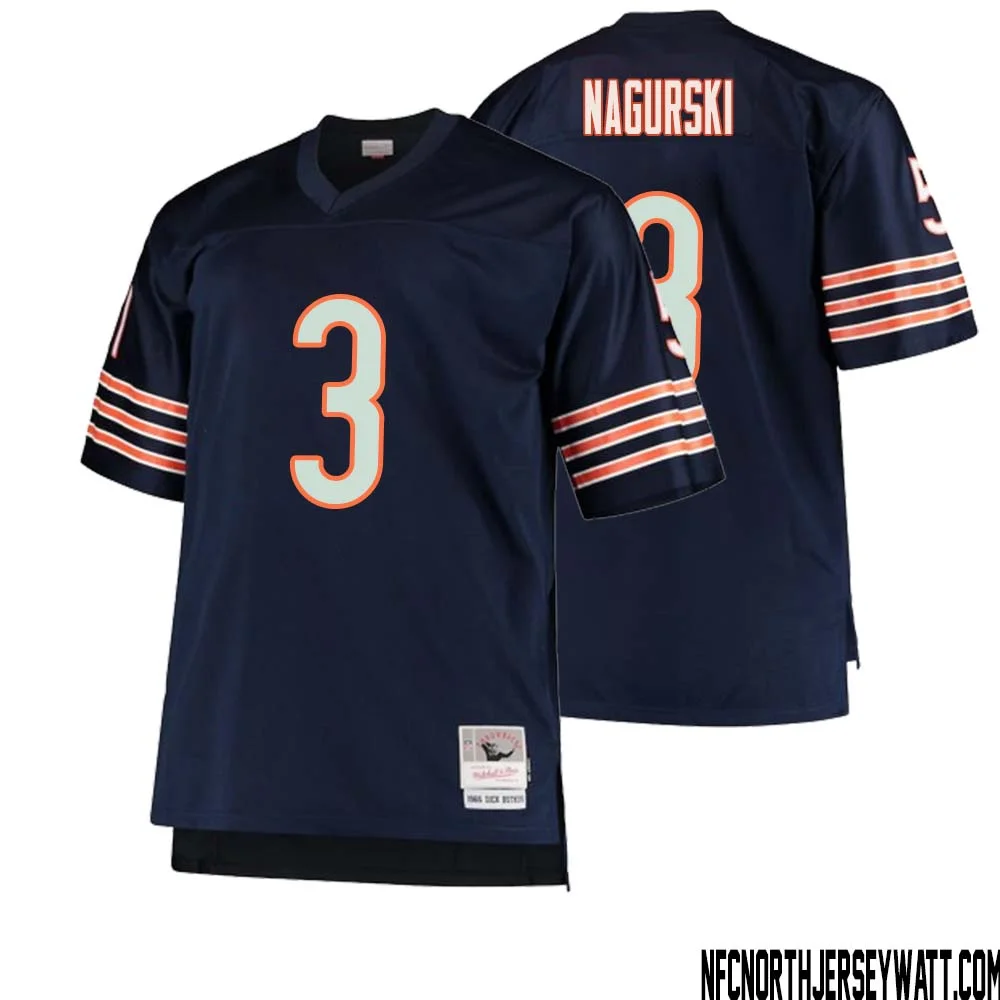 Bronko Nagurski No 3 Men Mitchell Ness Navy Chicago Bears Big Tall 1966 Retired Player Replica Jersey 1