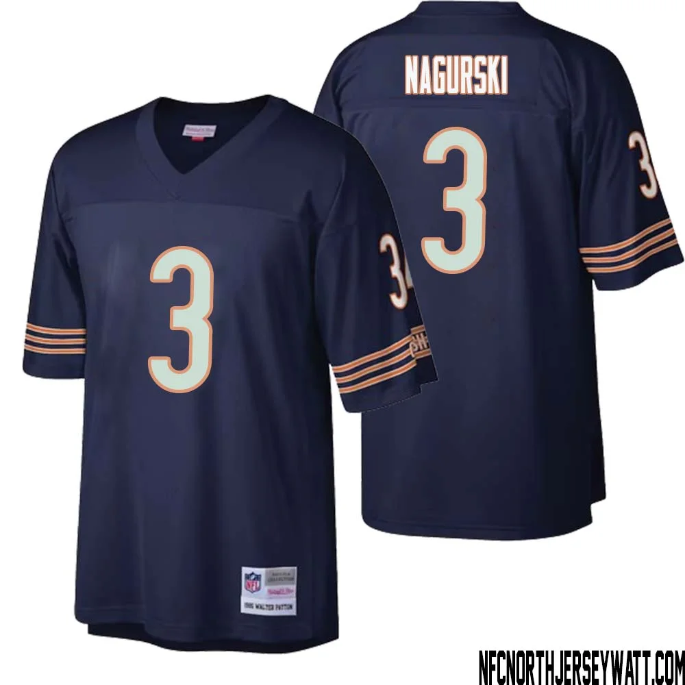 Bronko Nagurski No 3 Men Mitchell Ness Navy Chicago Bears Big Tall 1985 Retired Player Replica Jersey 1 1