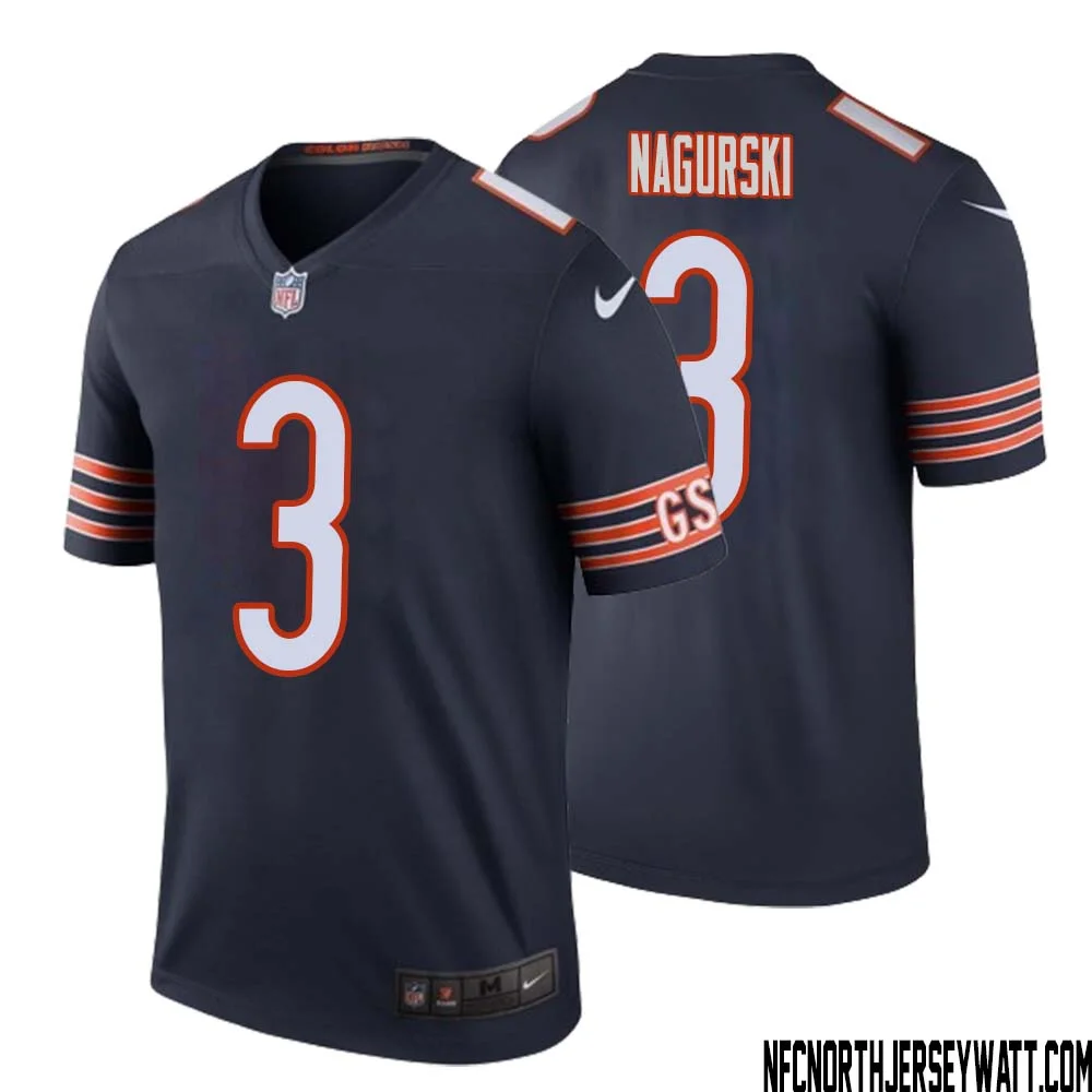 Bronko Nagurski No 3 Men Navy Chicago Bears Color Rush Legend Jersey 1