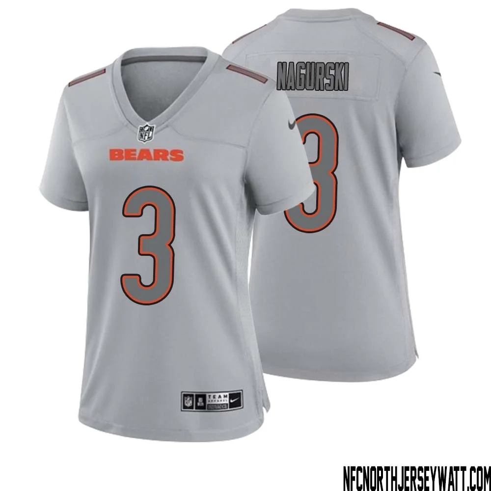 Bronko Nagurski No 3 Women Gray Chicago Bears Atmosphere Fashion Game Jersey 1