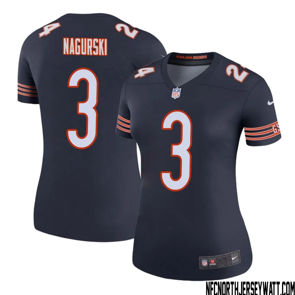 Bronko Nagurski No 3 Women Navy Chicago Bears Color Rush Legend Jersey 1