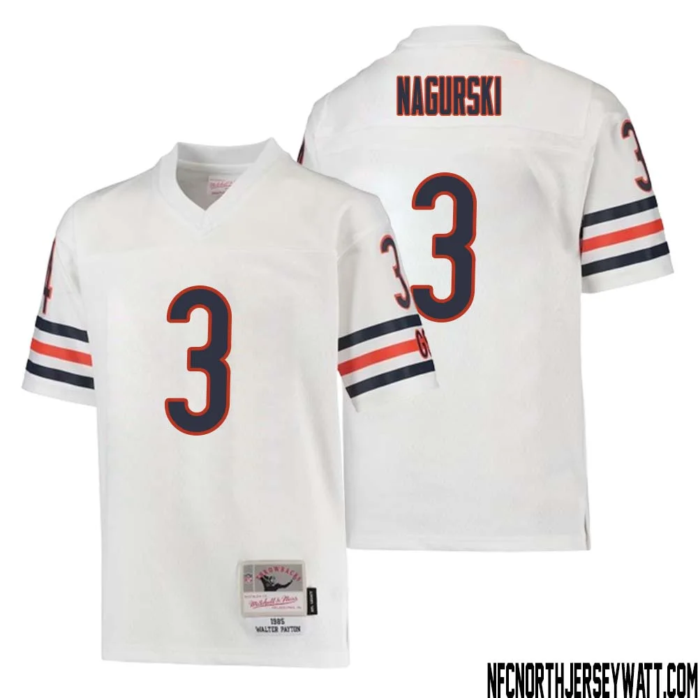 Bronko Nagurski No 3 Youth Mitchell Ness White Chicago Bears 1985 Retired Player Legacy Jersey 1