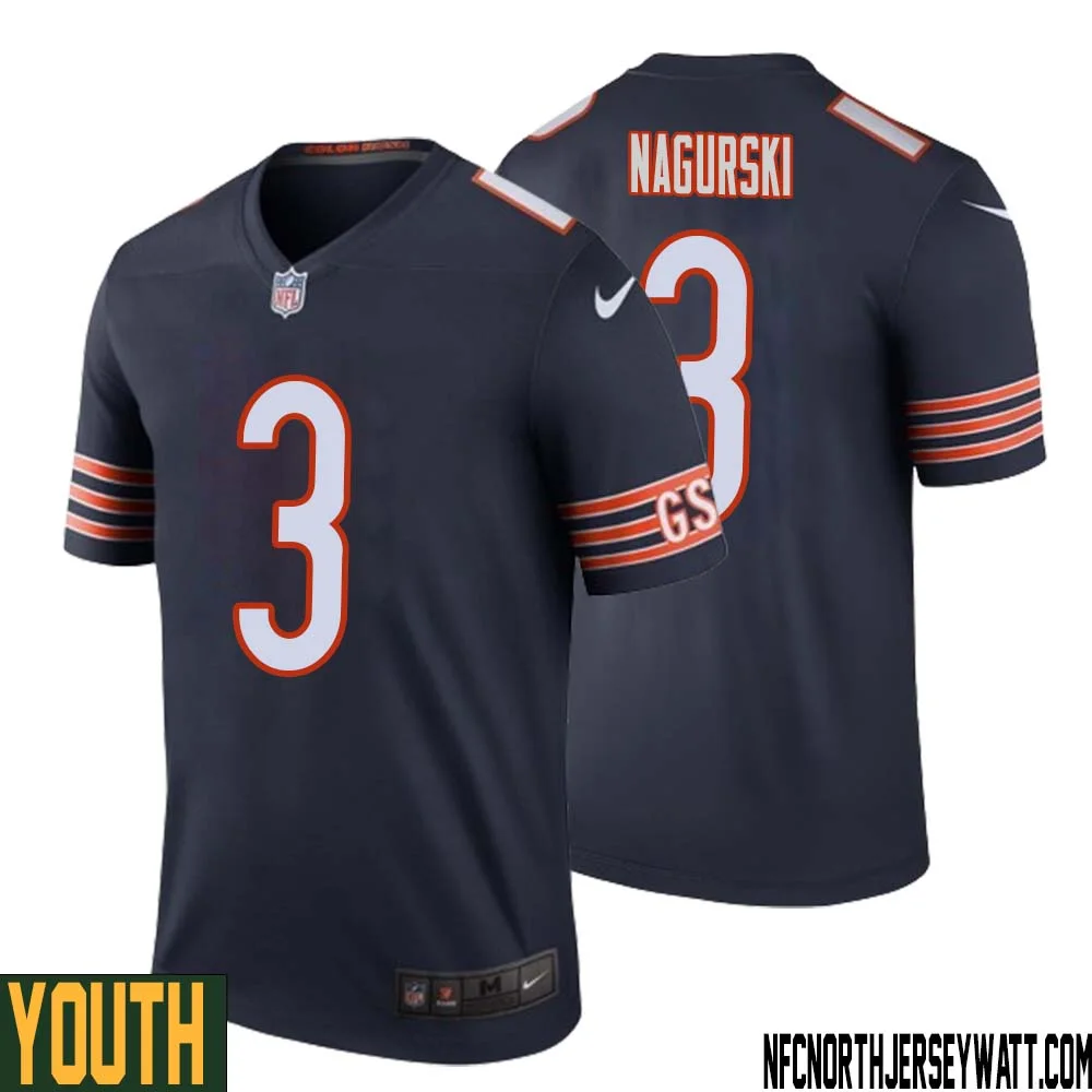 Bronko Nagurski No 3 Youth Navy Chicago Bears Color Rush Legend Jersey