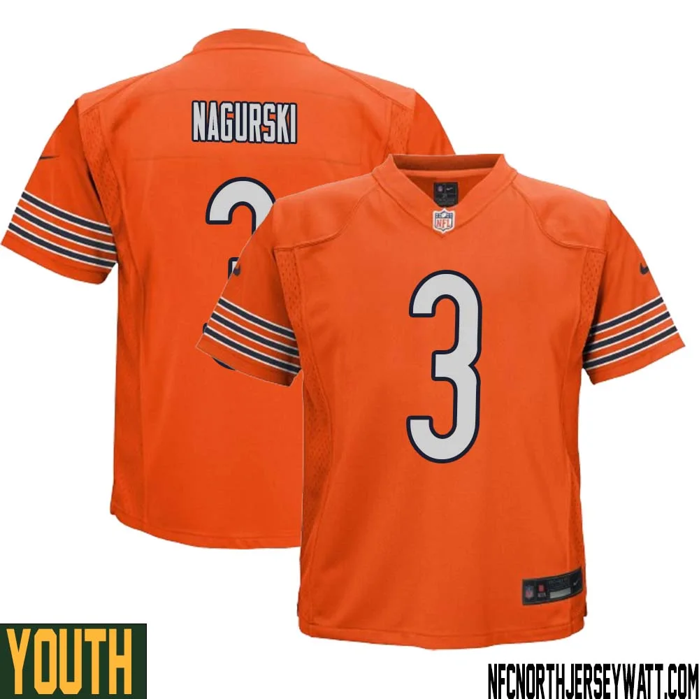 Bronko Nagurski No 3 Youth Orange Chicago Bears Alternate Game Player Jersey 1