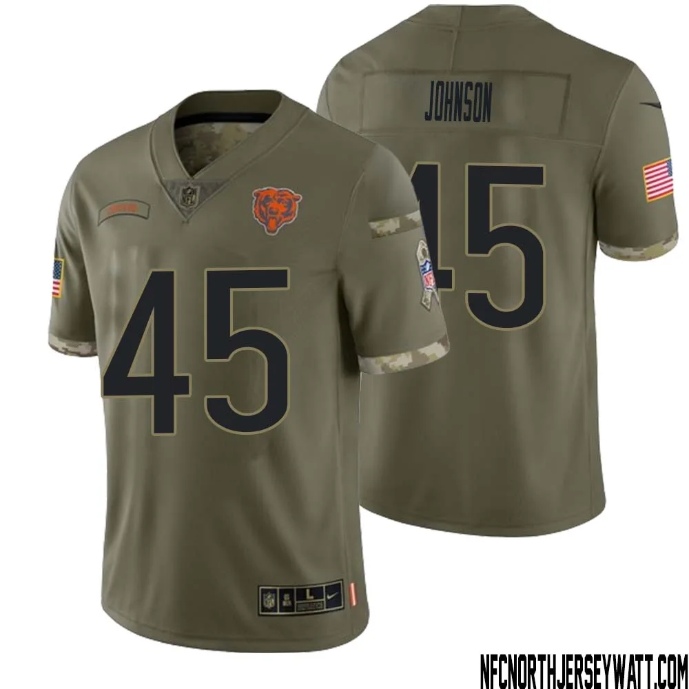 Buddy Johnson No 45 Men Olive Chicago Bears 2022 Salute To Service Retired Player Limited Jersey