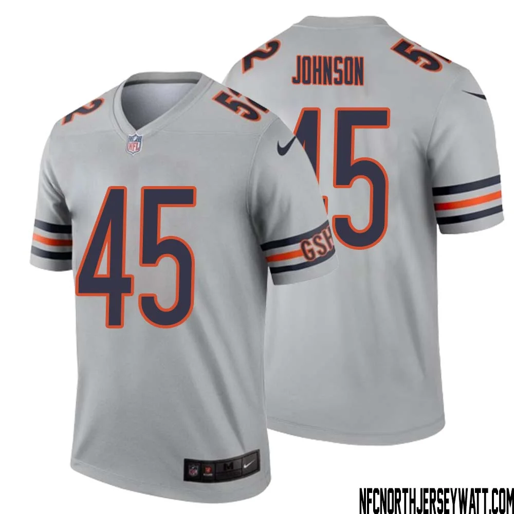 Buddy Johnson No 45 Men Silver Chicago Bears Inverted Legend Jersey 1