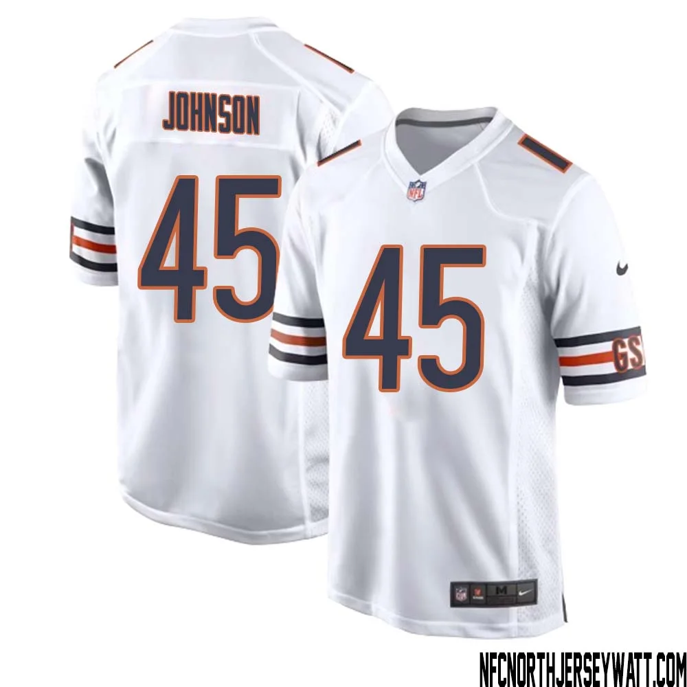 Buddy Johnson No 45 Men White Chicago Bears Away Game Jersey 1