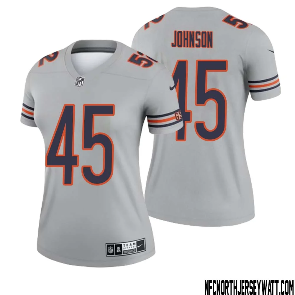 Buddy Johnson No 45 Women Silver Chicago Bears Inverted Legend Jersey 1