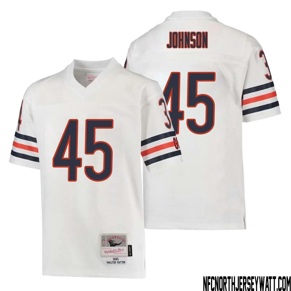 Buddy Johnson No 45 Youth Mitchell Ness White Chicago Bears 1985 Retired Player Legacy Jersey