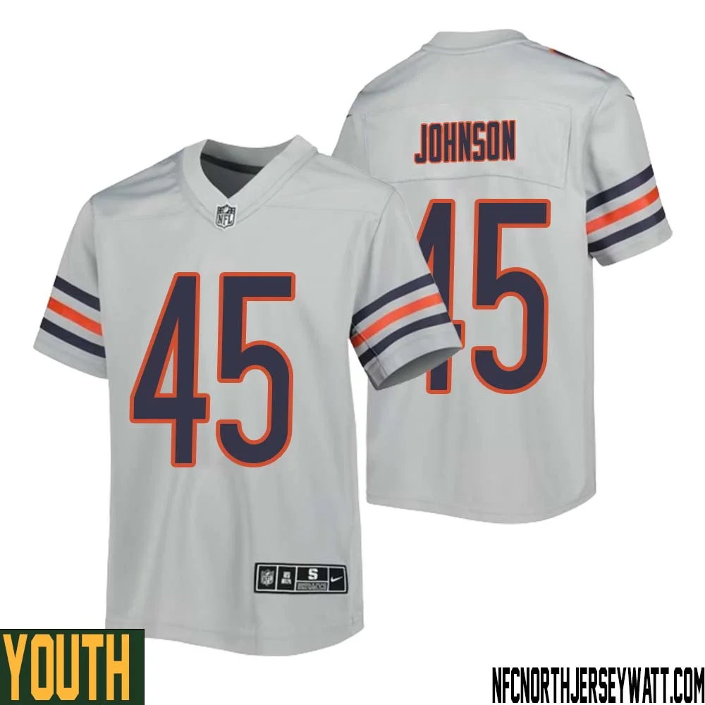Buddy Johnson No 45 Youth Silver Chicago Bears Inverted Legend Jersey 1