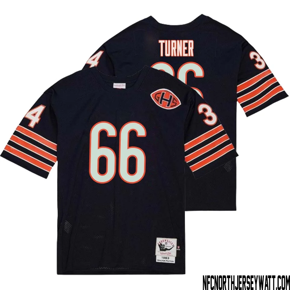 Bulldog Turner No 66 Men Mitchell Ness Navy Chicago Bears 2004 Authentic Throwback Retired Player Jersey
