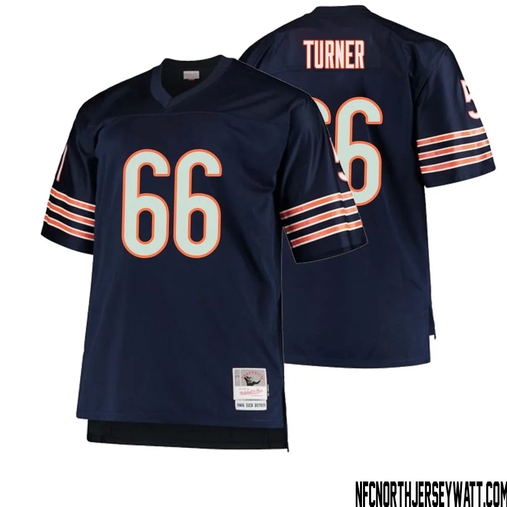 Bulldog Turner No 66 Men Mitchell Ness Navy Chicago Bears Big Tall 1966 Retired Player Replica Jersey
