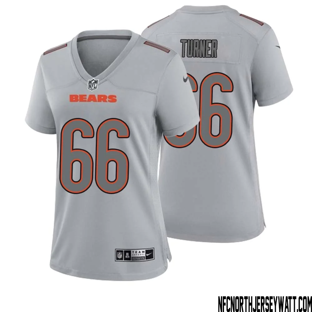 Bulldog Turner No 66 Women Gray Chicago Bears Atmosphere Fashion Game Jersey 1