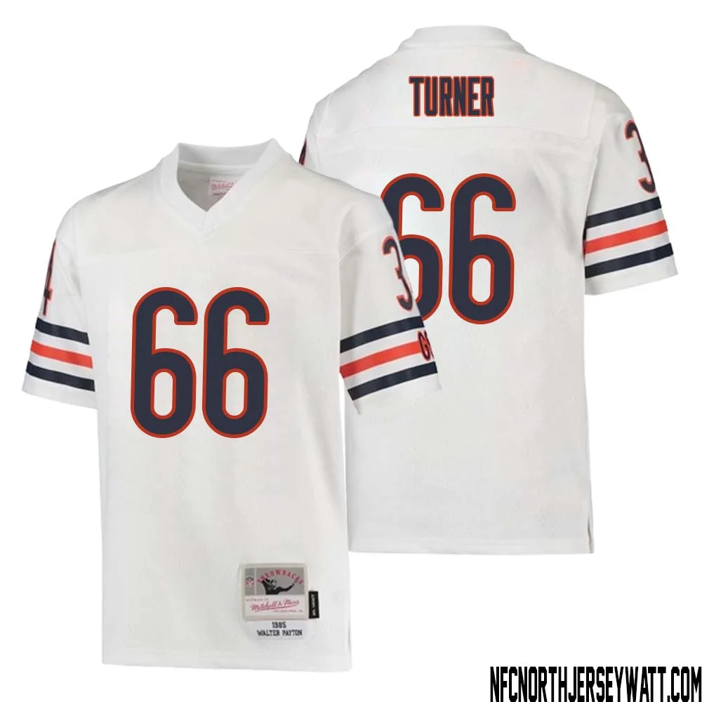 Bulldog Turner No 66 Youth Mitchell Ness White Chicago Bears 1985 Retired Player Legacy Jersey