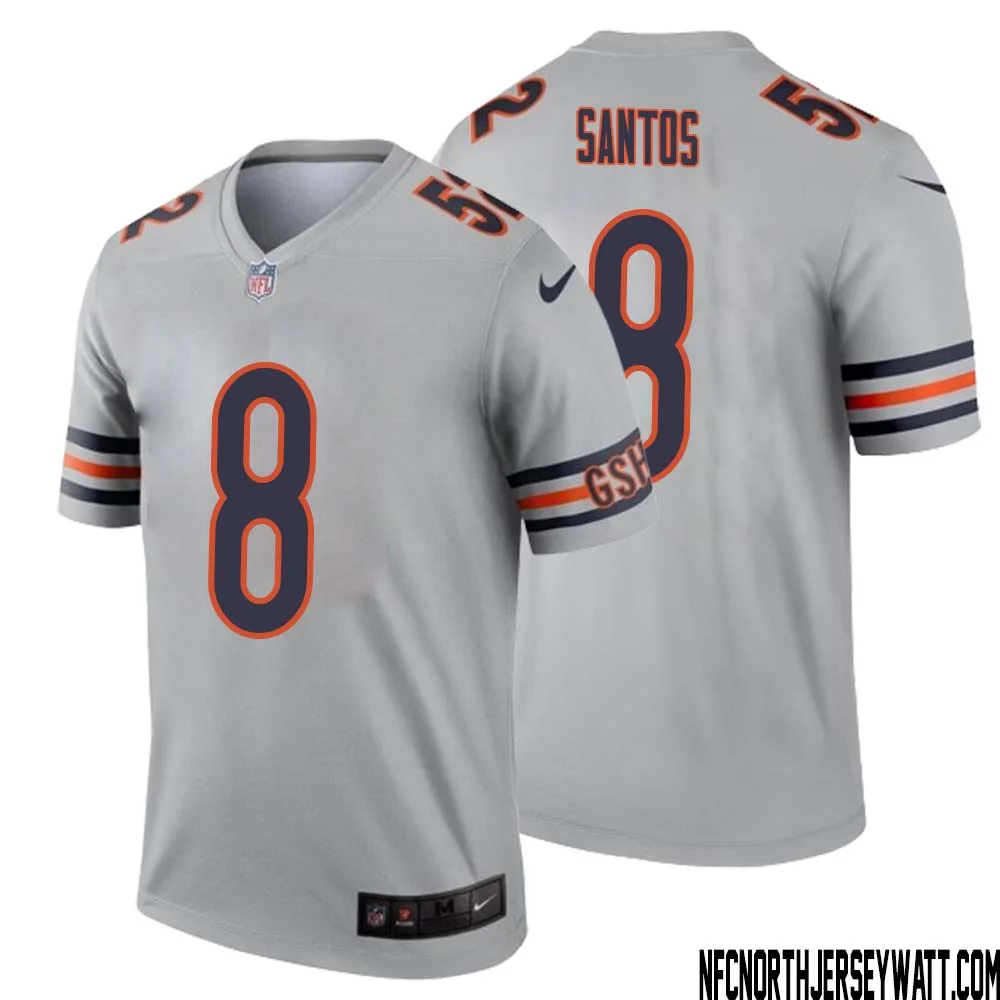 Cairo Santos No 8 Men Silver Chicago Bears Inverted Legend Jersey