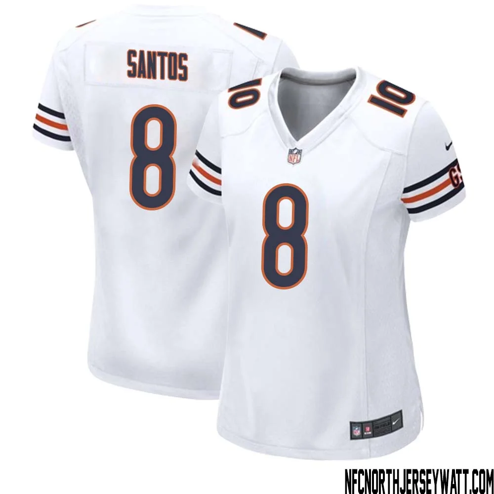Cairo Santos No 8 Women White Chicago Bears Away Game Jersey