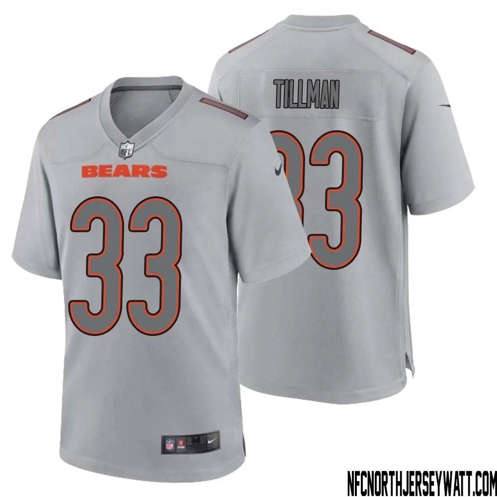 Charles Tillman No 33 Men Gray Chicago Bears Atmosphere Fashion Game Jersey
