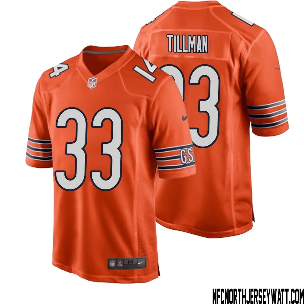 Charles Tillman No 33 Men Orange Chicago Bears Alternate Game Player Jersey