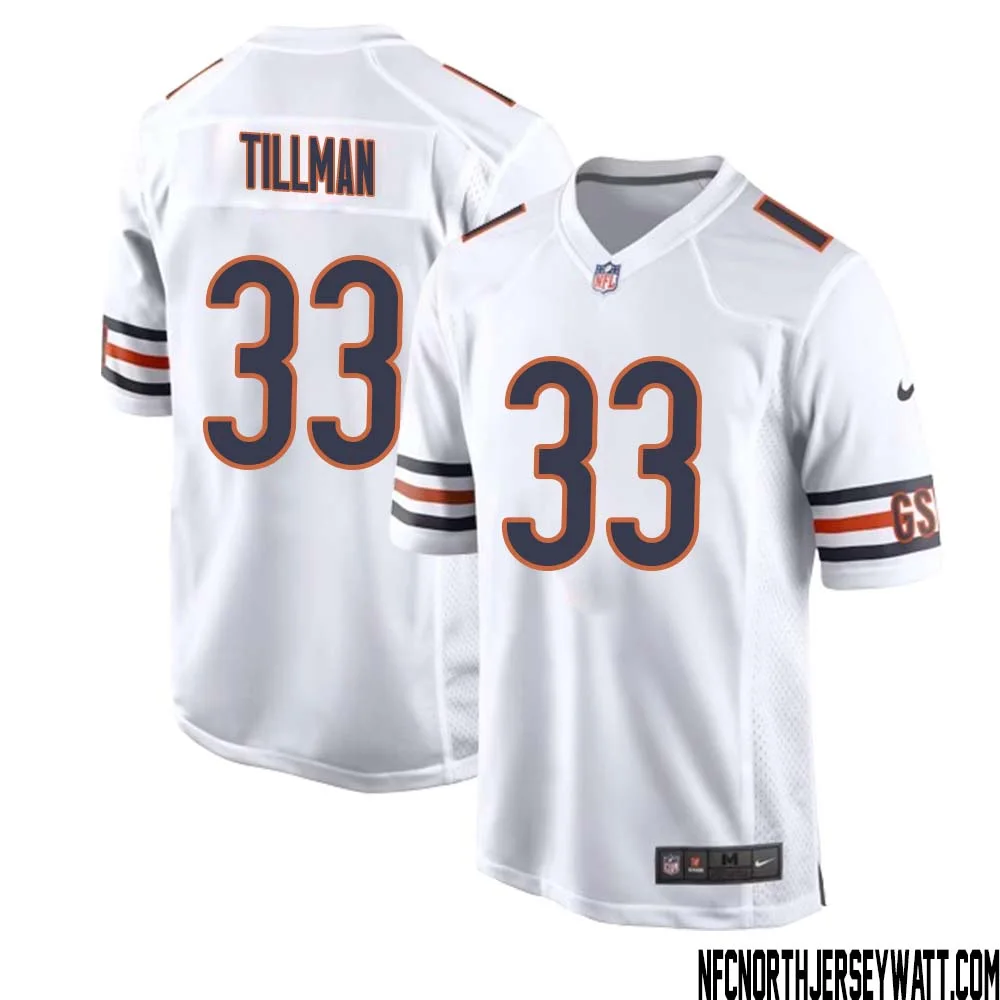Charles Tillman No 33 Men White Chicago Bears Away Game Jersey